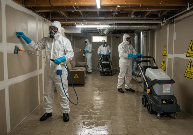 Basement Moisture Removal and Structural Drying process in Mentone, TX